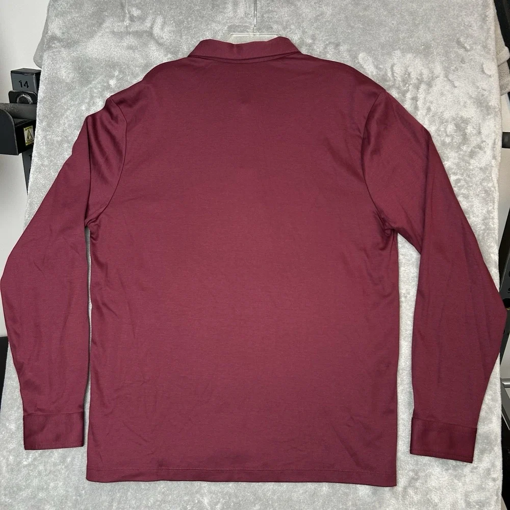 Charles Tyrwhitt Mens Medium Long Sleeves Polo Wine Red Shirt 100% Cotton Shirt - Picture 3 of 16